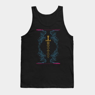 Synthwave Futuristic Minimalist Polyhedral Dice Sword Tank Top